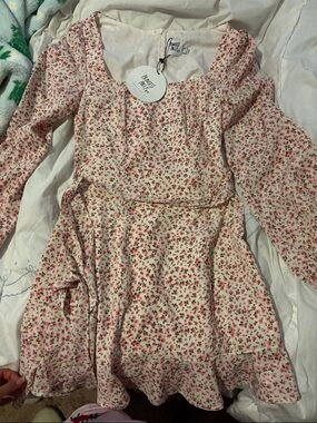 Princess Polly pink Floral Square-Neck Long-Sleeve Dress